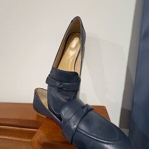 Talbots Navy Loafers with Bow Detail
